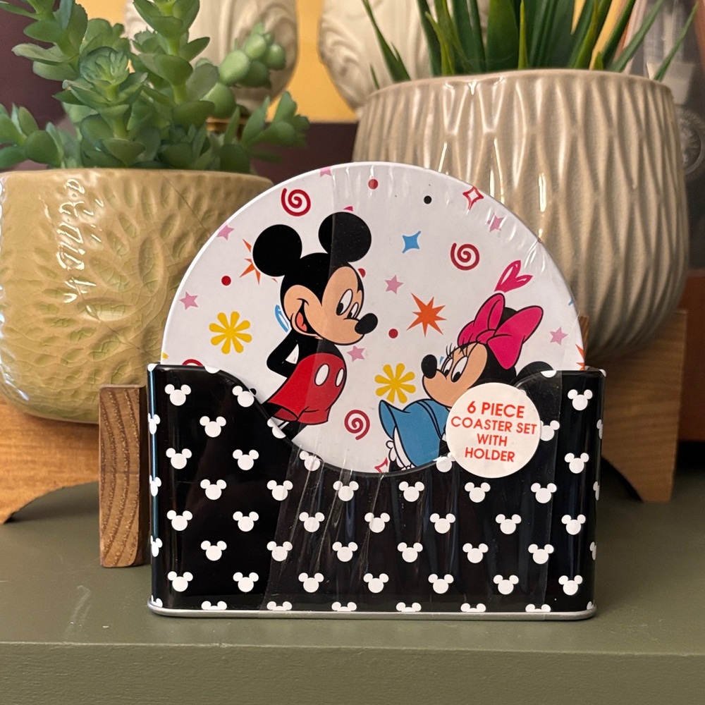🆕 Disney Mickey and Minnie Colorful Coaster Set by The Tin Company